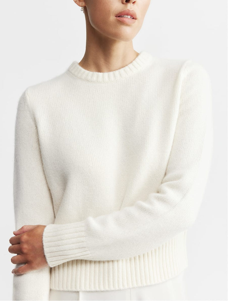 Luxe Cashmere Crew  Sweater - Cream