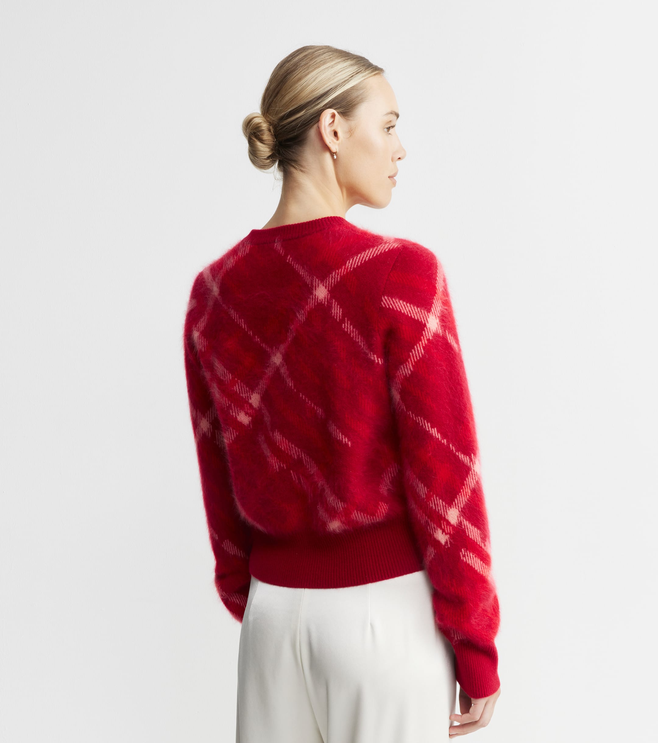 Brushed Cashmere Argyle Crew Cardigan - Argyle