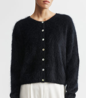 Brushed Cashmere Relaxed Cardigan - Black