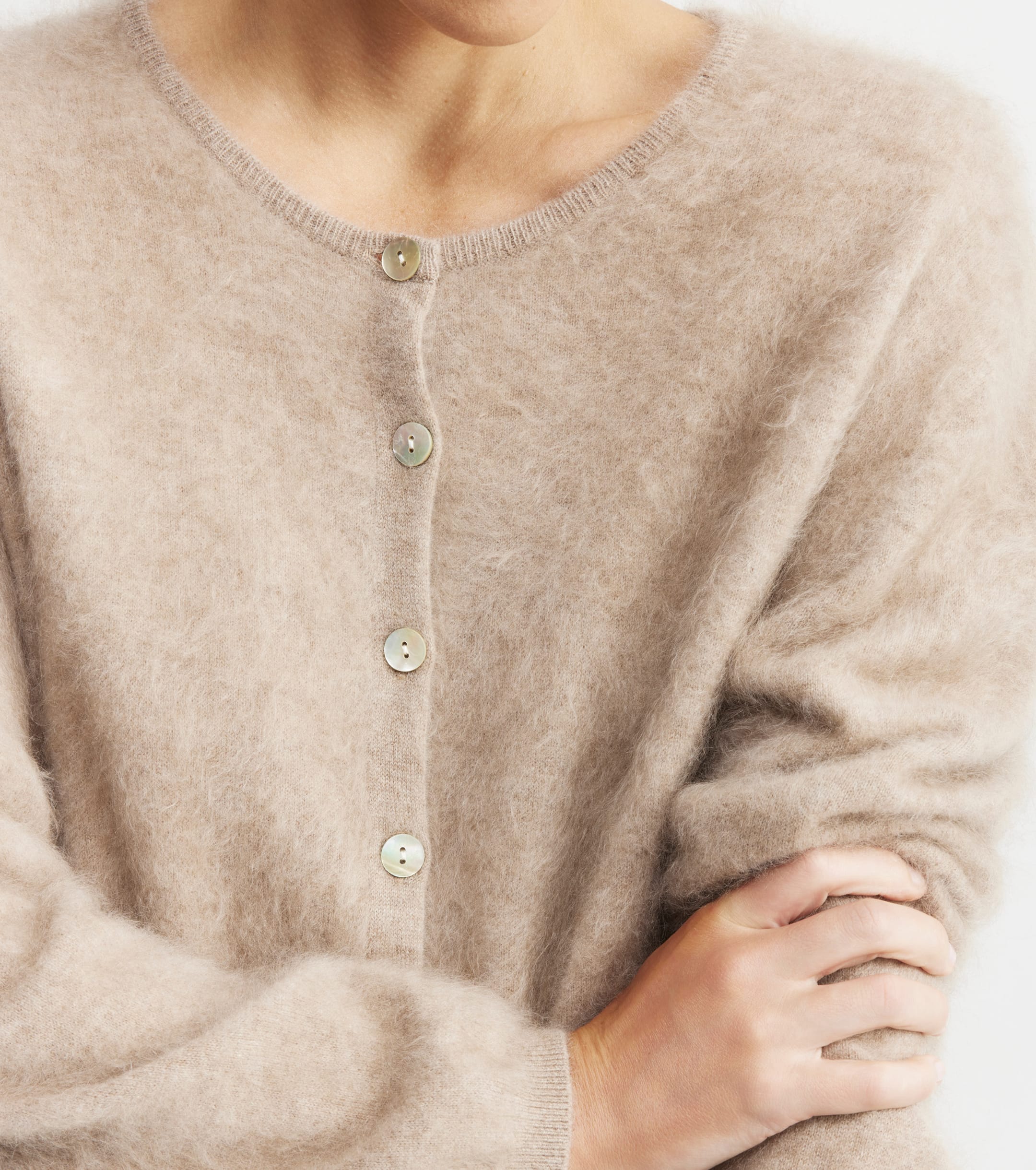 Brushed Cashmere Relaxed Cardigan - Walnut
