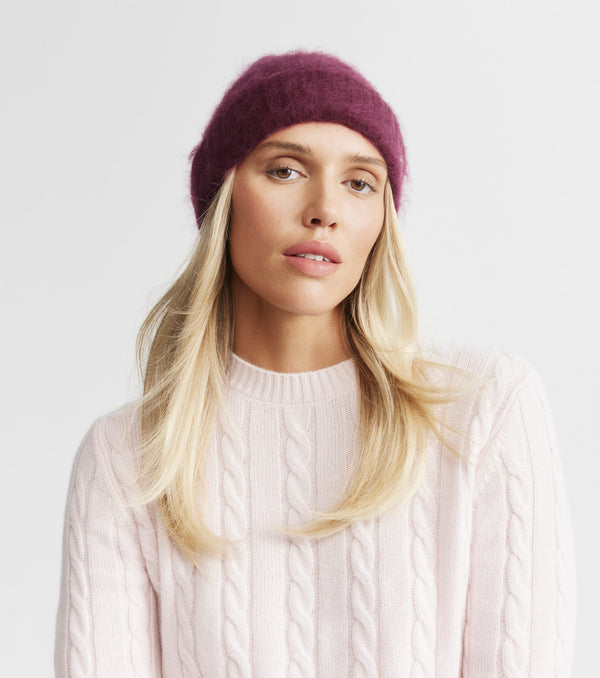 Brushed Cashmere Beanie - Burgundy
