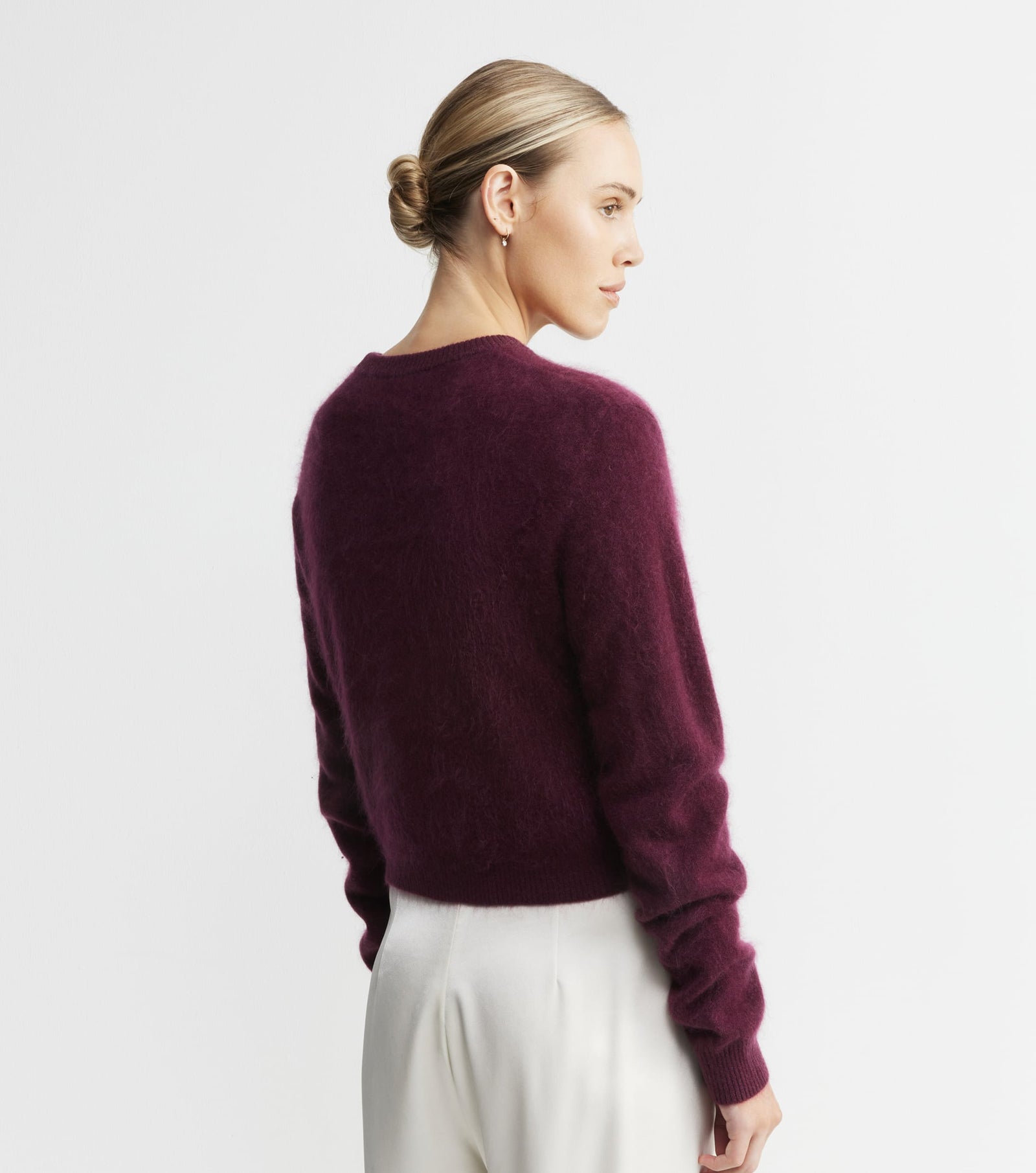 Brushed Cashmere Crew Sweater - Burgundy