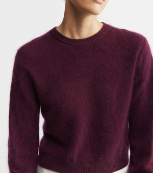 Brushed Cashmere Crew Sweater - Burgundy