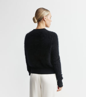 Brushed Cashmere Crew Sweater - Black