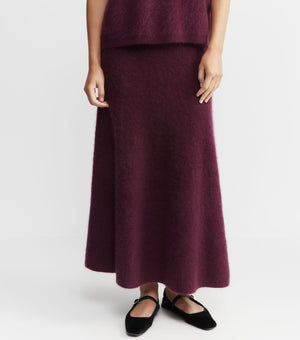 Brushed Cashmere Aline Skirt - Burgundy