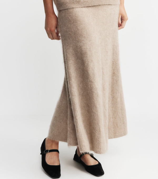 Brushed Cashmere Aline Skirt - Walnut