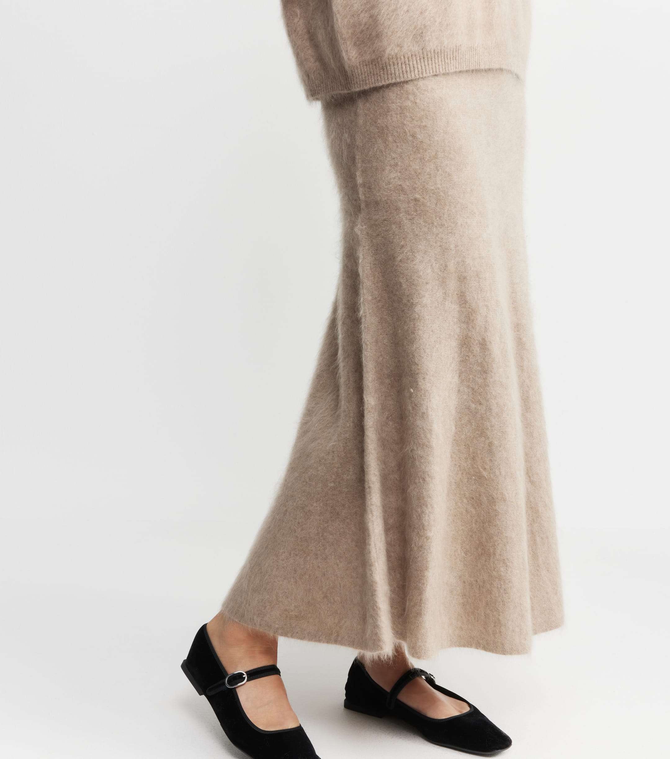 Brushed Cashmere Aline Skirt - Walnut