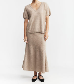 Brushed Cashmere Aline Skirt - Walnut