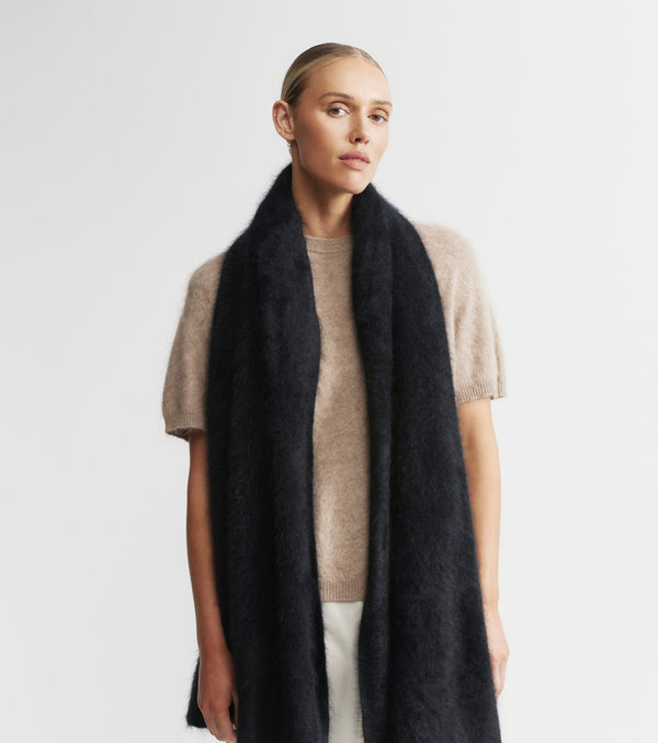 Brushed Cashmere Wrap - Black