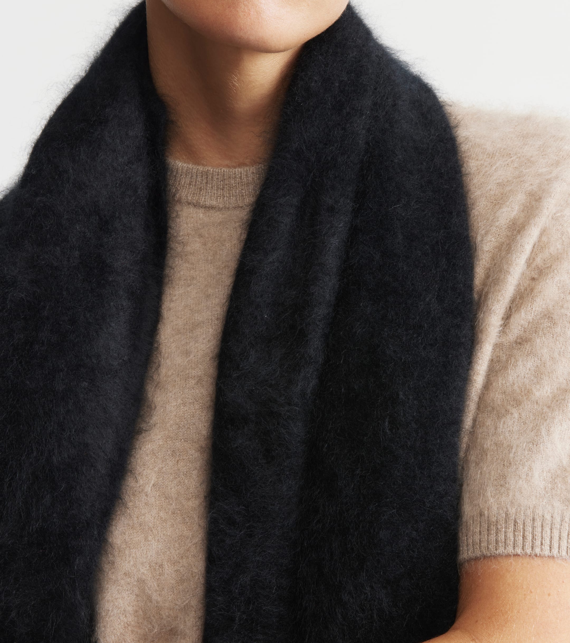 Brushed Cashmere Wrap - Black