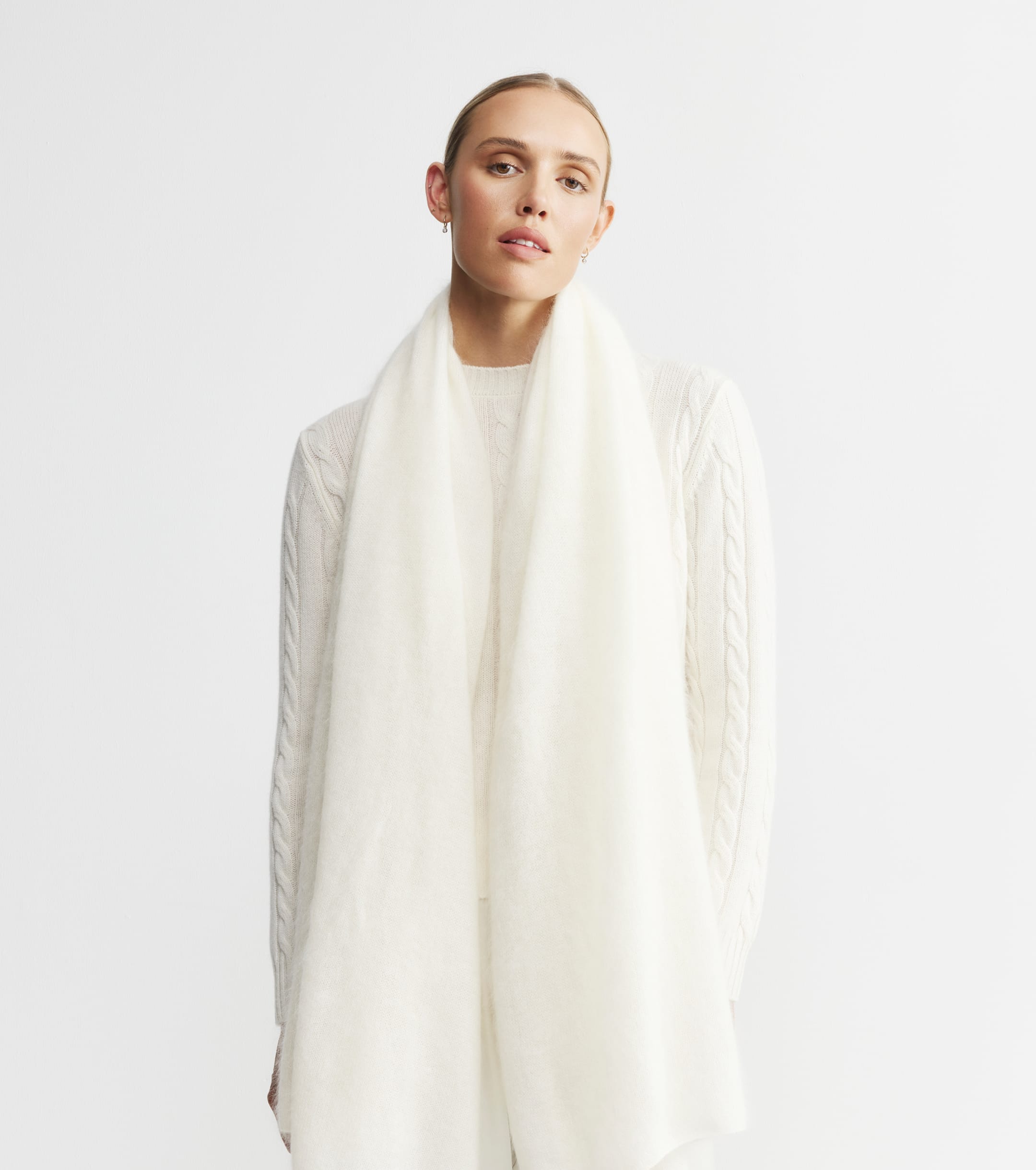 Brushed Cashmere Wrap - Cream