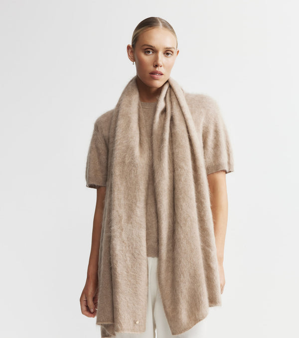 Brushed Cashmere Wrap - Walnut