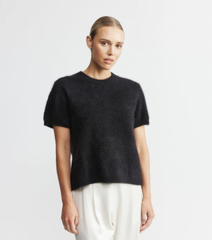 Brushed Cashmere Crew Tee - Black