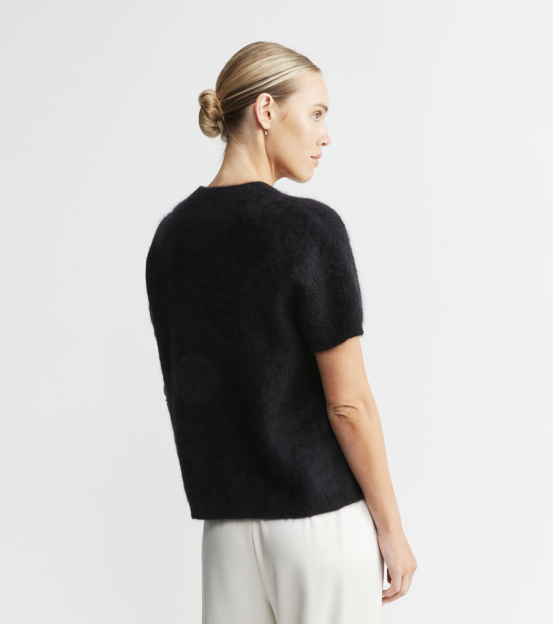 Brushed Cashmere Crew Tee - Black