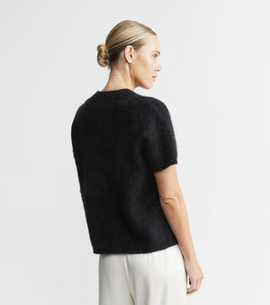 Brushed Cashmere Crew Tee - Black