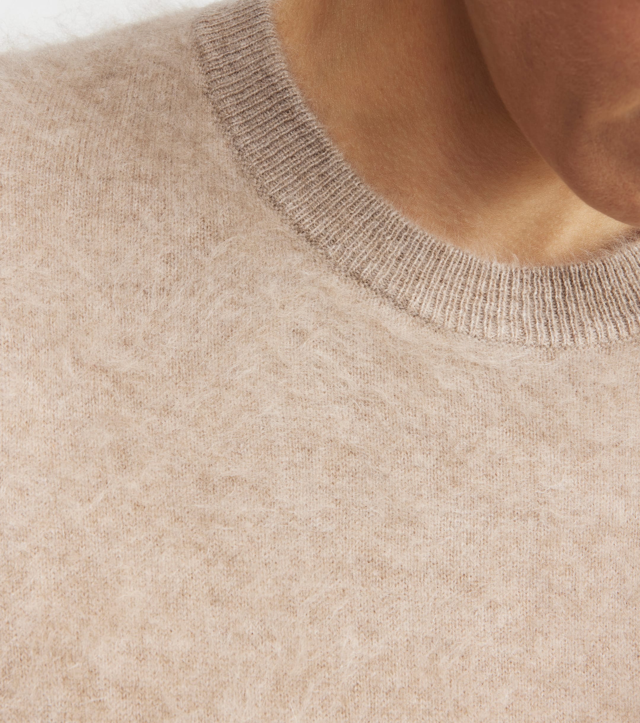 Brushed Cashmere Crew Tee - Walnut