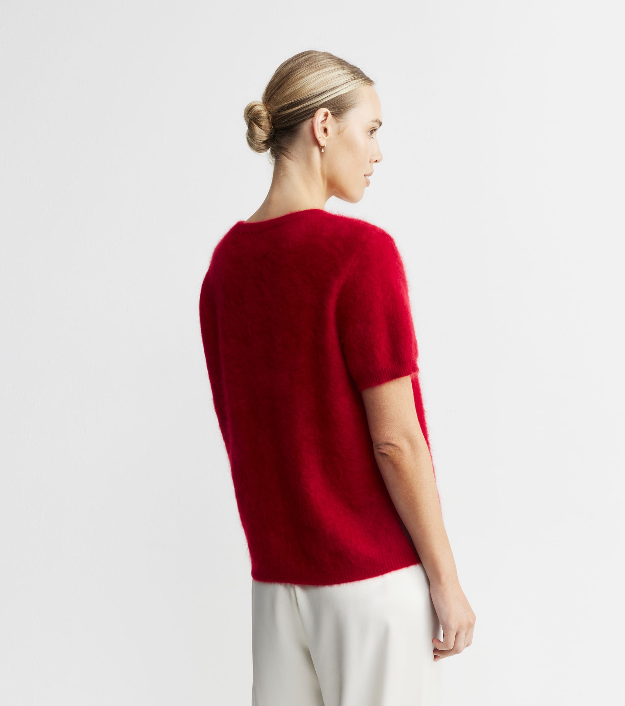 Brushed Cashmere V Tee - Red