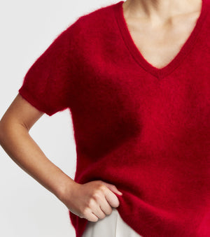 Brushed Cashmere V Tee - Red