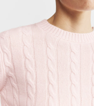 Cashmere Cable Crew - Powder Pink