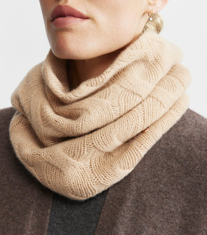 Cashmere Cable Snood - Camel