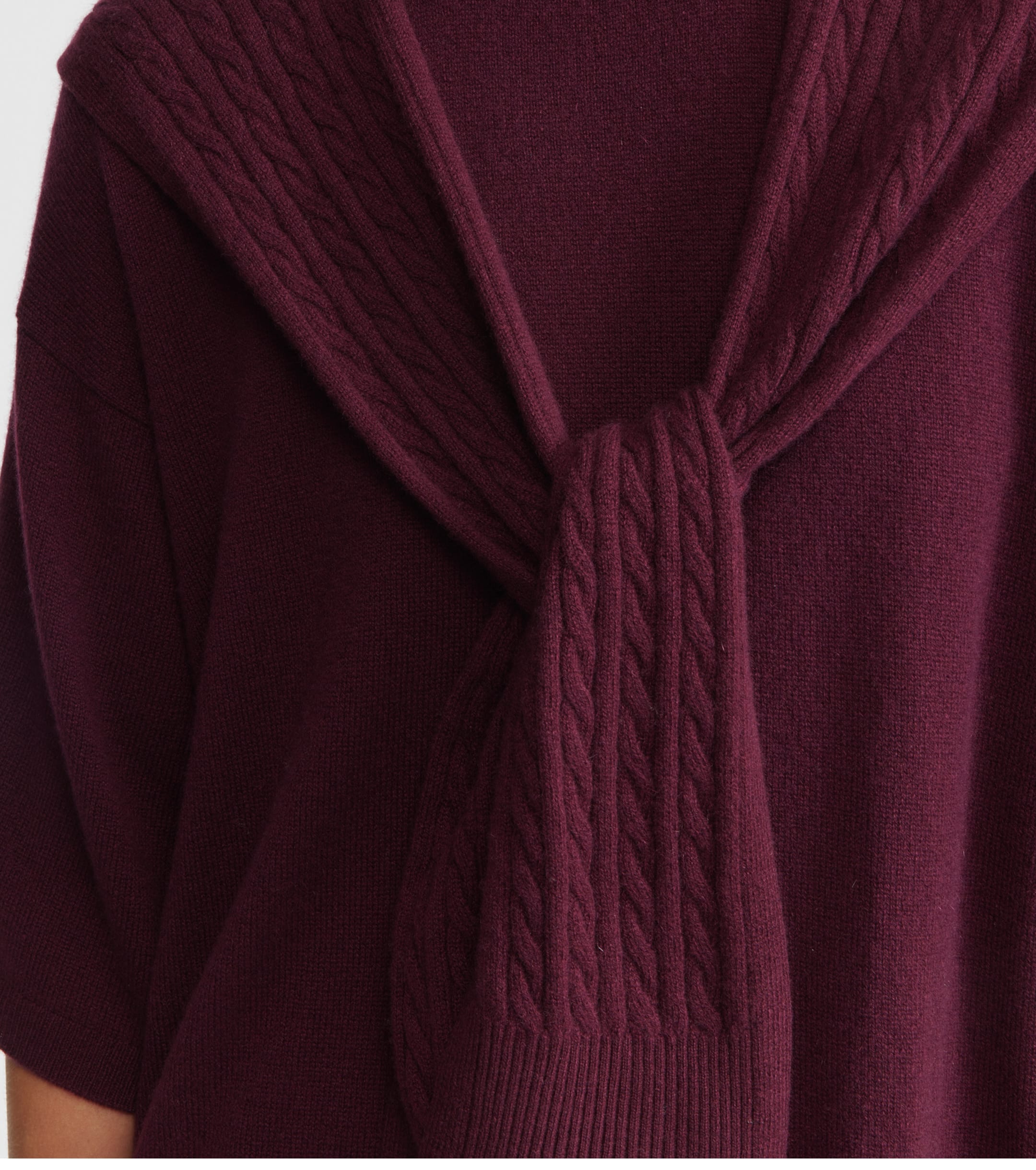 Cashmere Cable Sweater Scarf - Burgundy