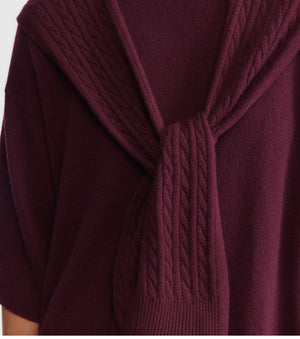 Cashmere Cable Sweater Scarf - Burgundy