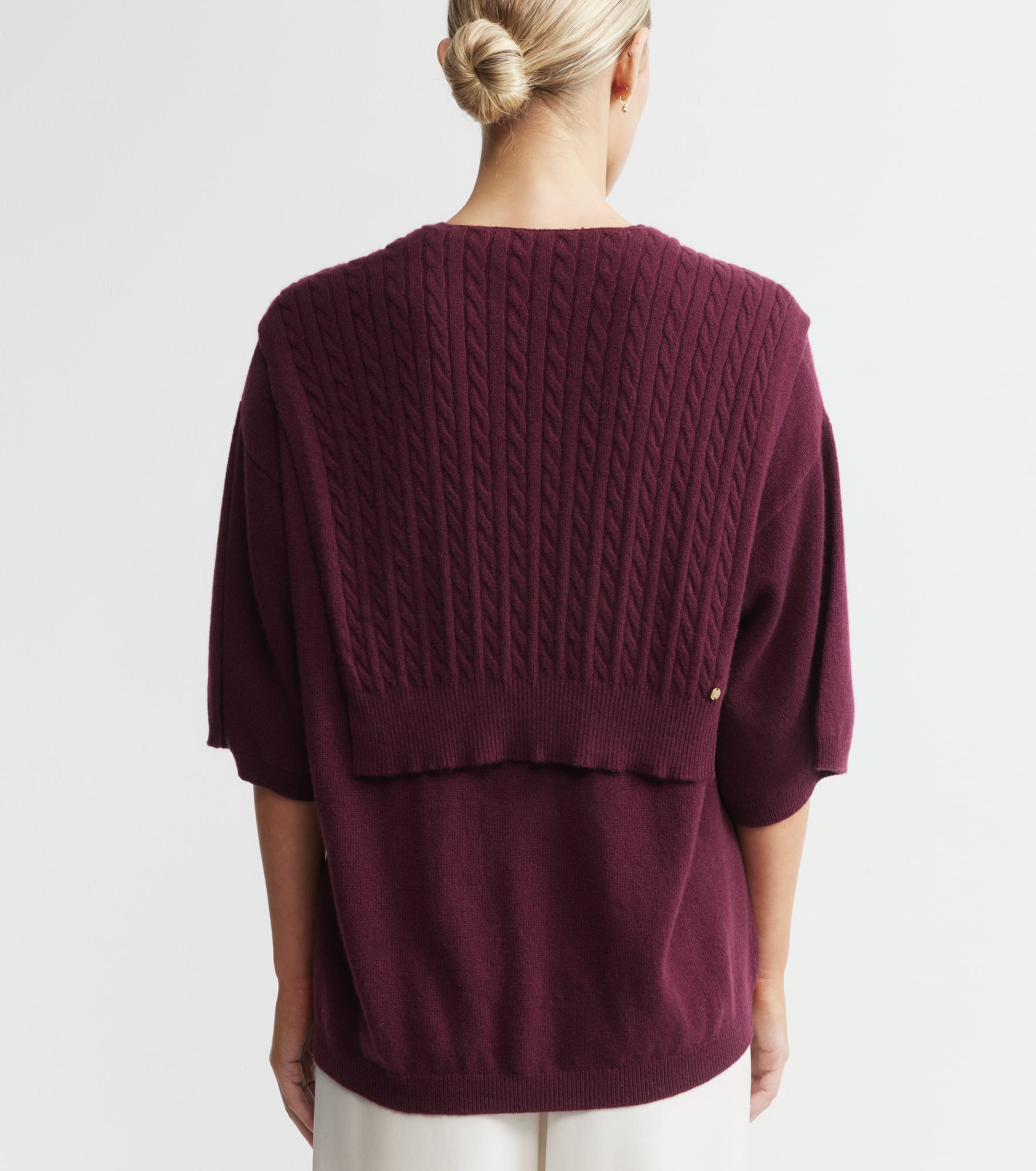 Cashmere Cable Sweater Scarf - Burgundy