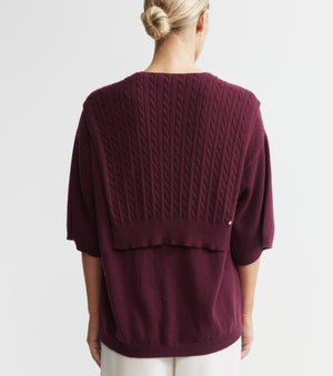 Cashmere Cable Sweater Scarf - Burgundy