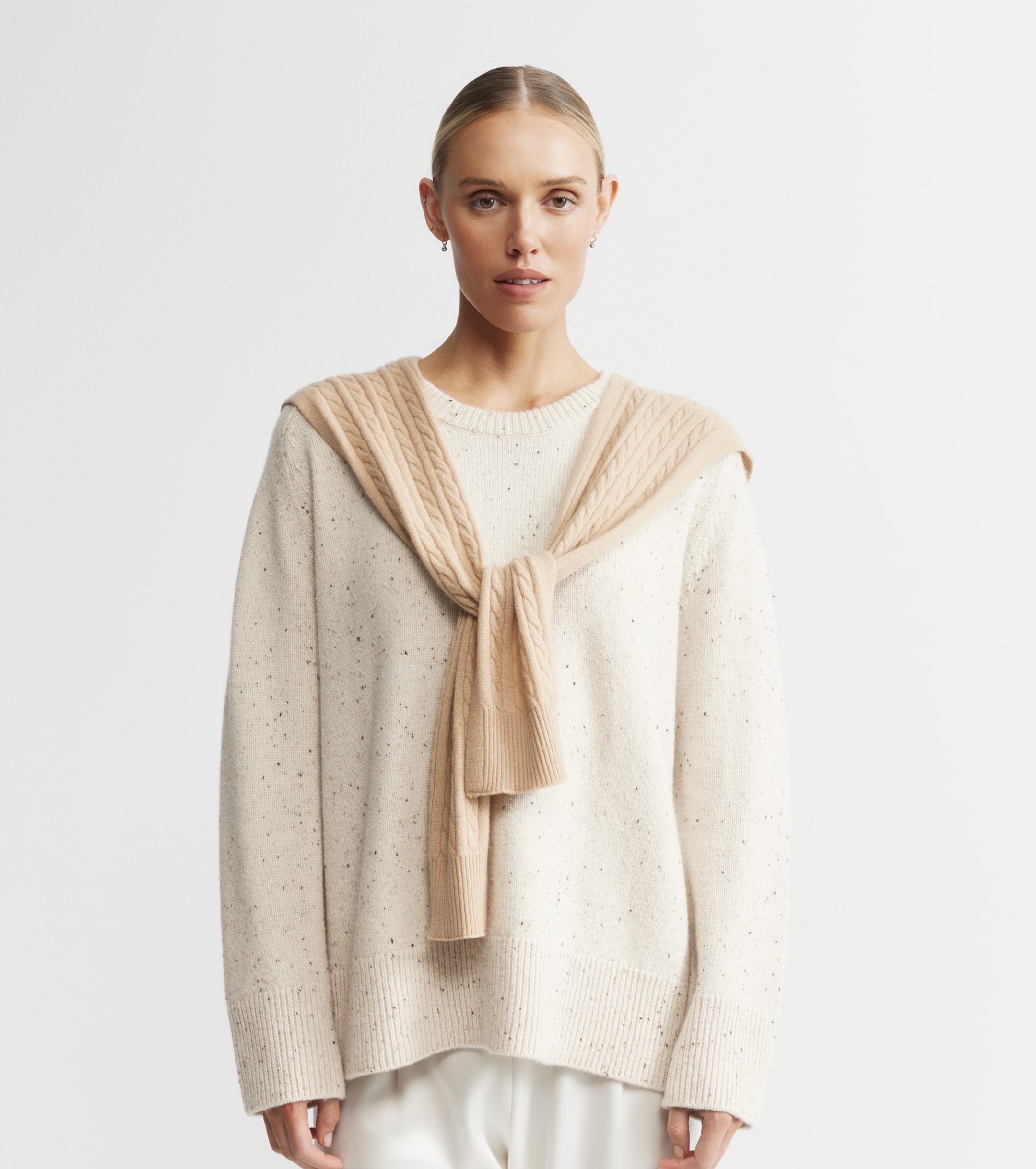 Cashmere Cable Sweater Scarf - Camel