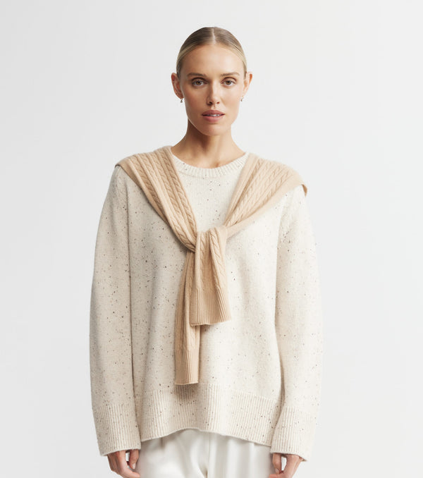 Cashmere Cable Sweater Scarf - Camel