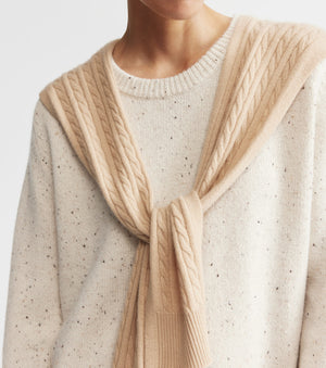 Cashmere Cable Sweater Scarf - Camel