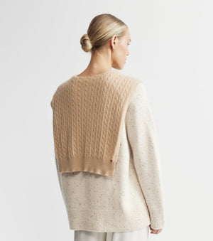 Cashmere Cable Sweater Scarf - Camel