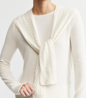 Cashmere Cable Sweater Scarf - Cream