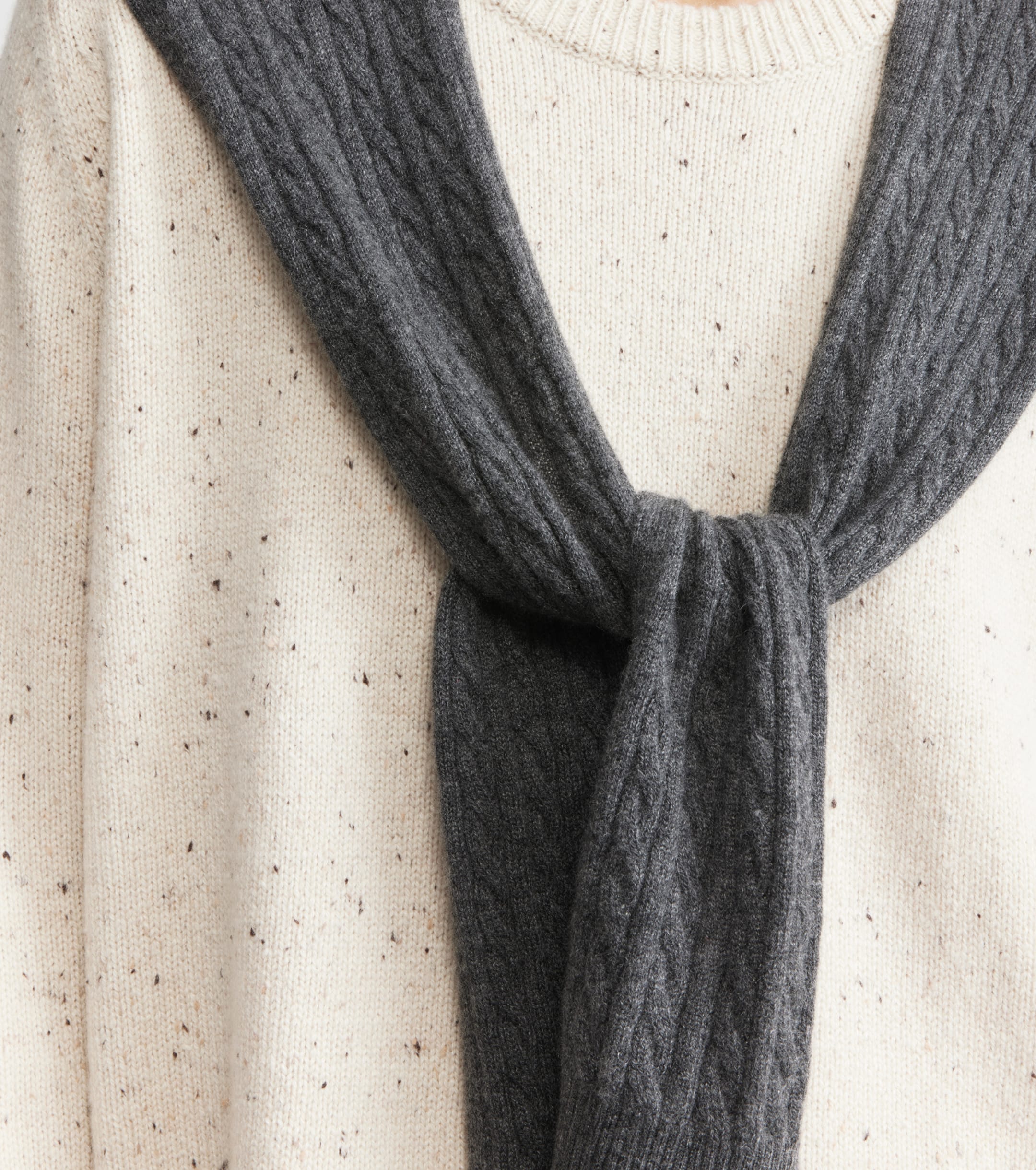 Cashmere Cable Sweater Scarf - Graphite