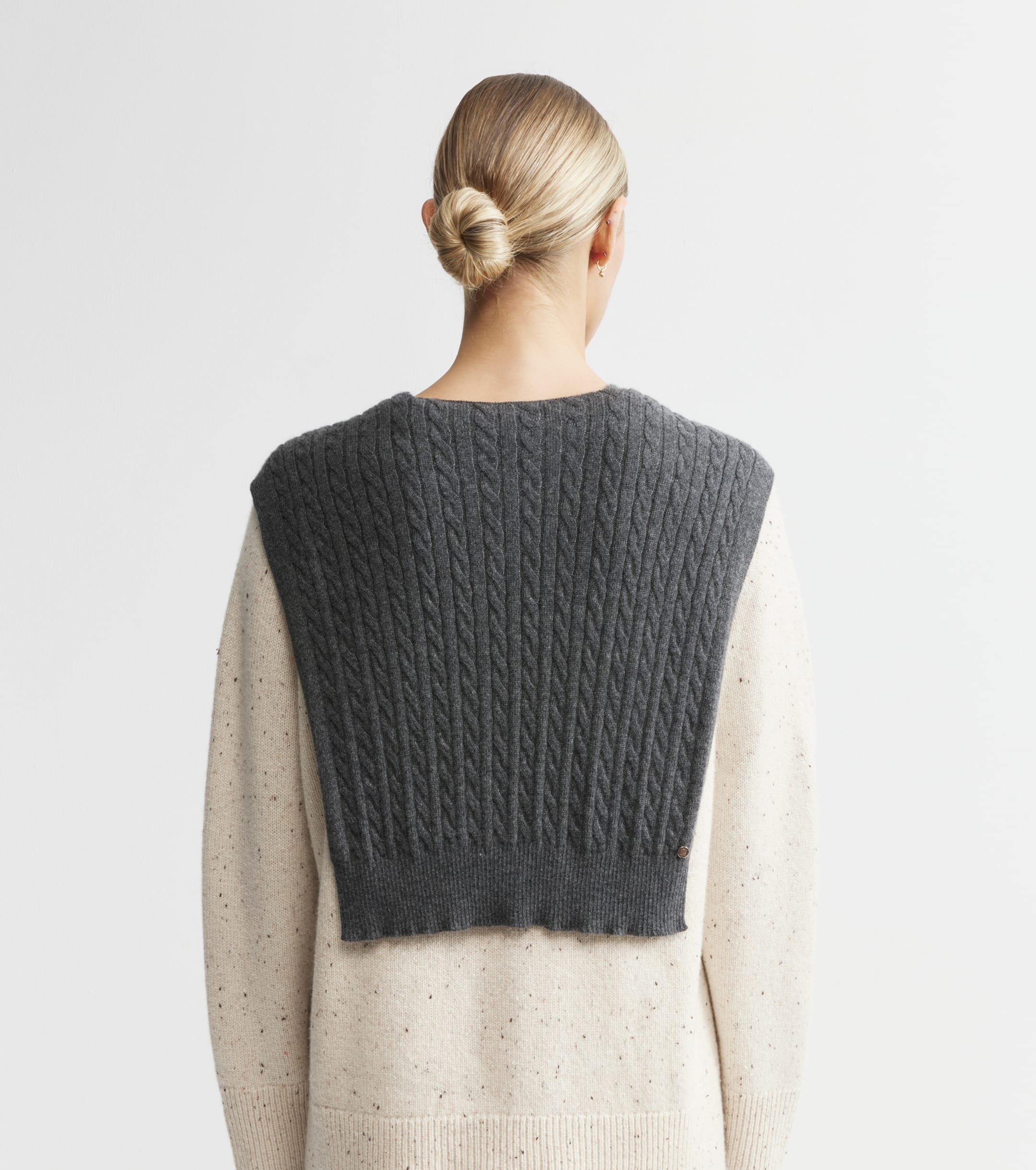 Cashmere Cable Sweater Scarf - Graphite