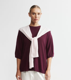 Cashmere Cable Sweater Scarf - Powder Pink