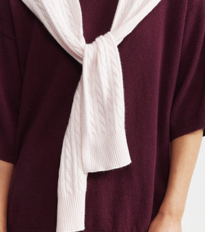 Cashmere Cable Sweater Scarf - Powder Pink