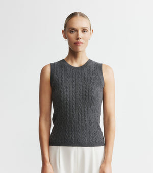 Cashmere Cable Tank - Graphite