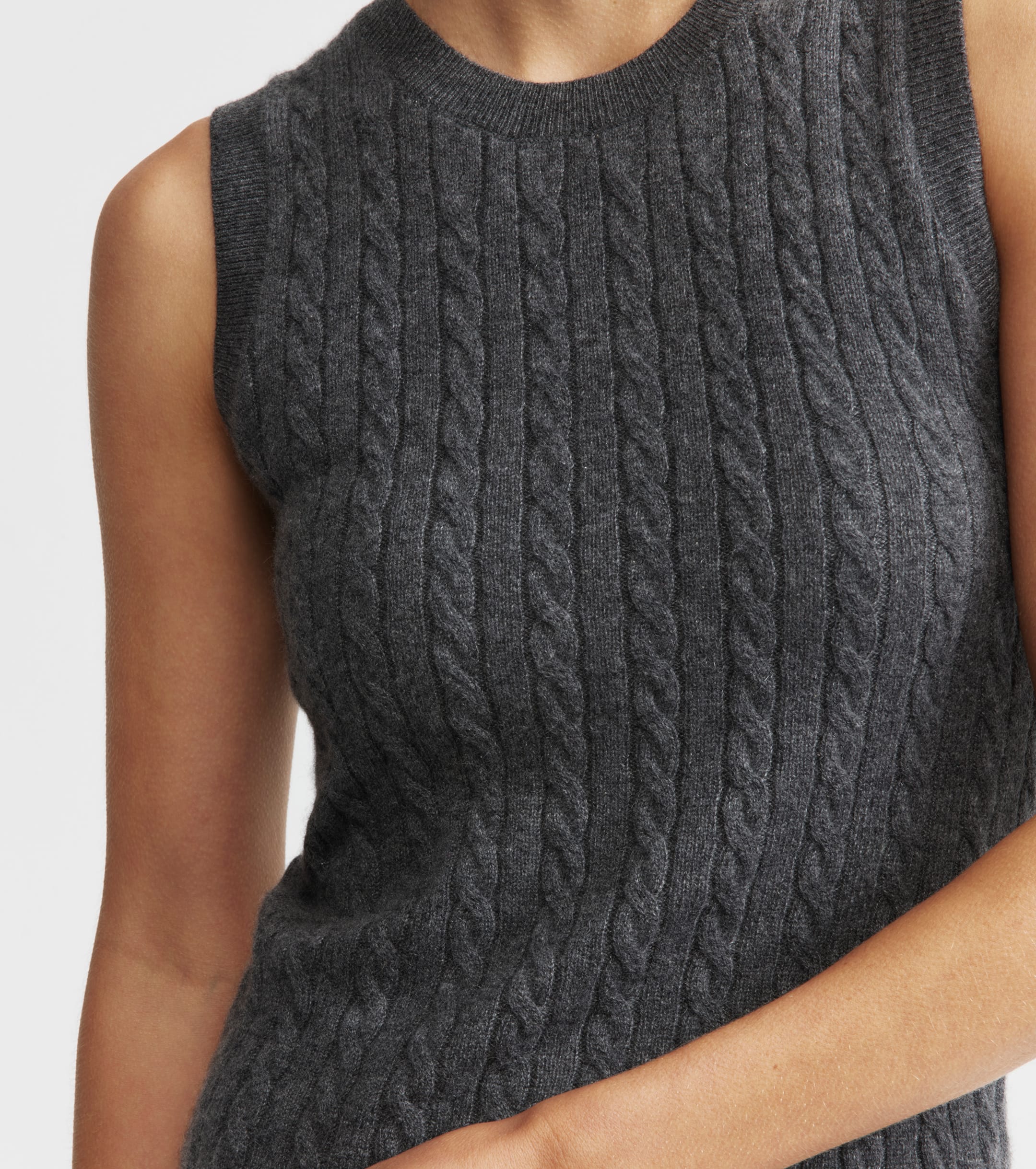 Cashmere Cable Tank - Graphite