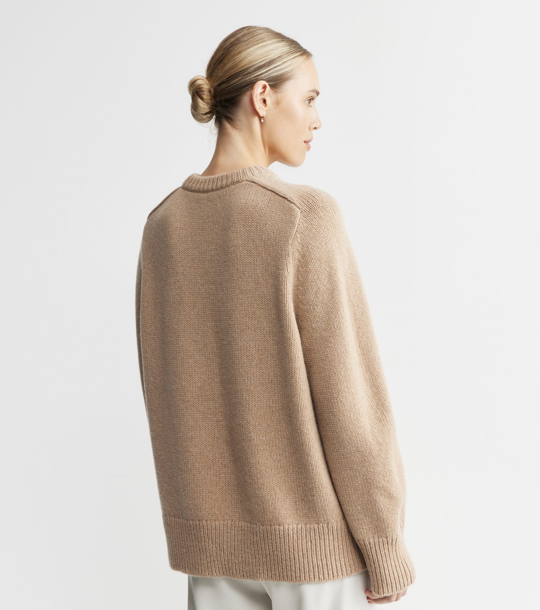 Luxe Cashmere Saddle Crew Sweater - Camel