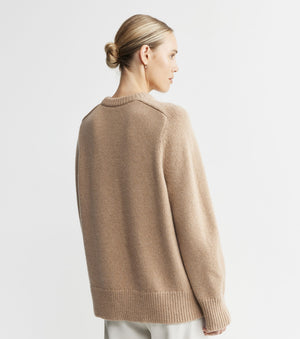 Luxe Cashmere Saddle Crew Sweater - Camel