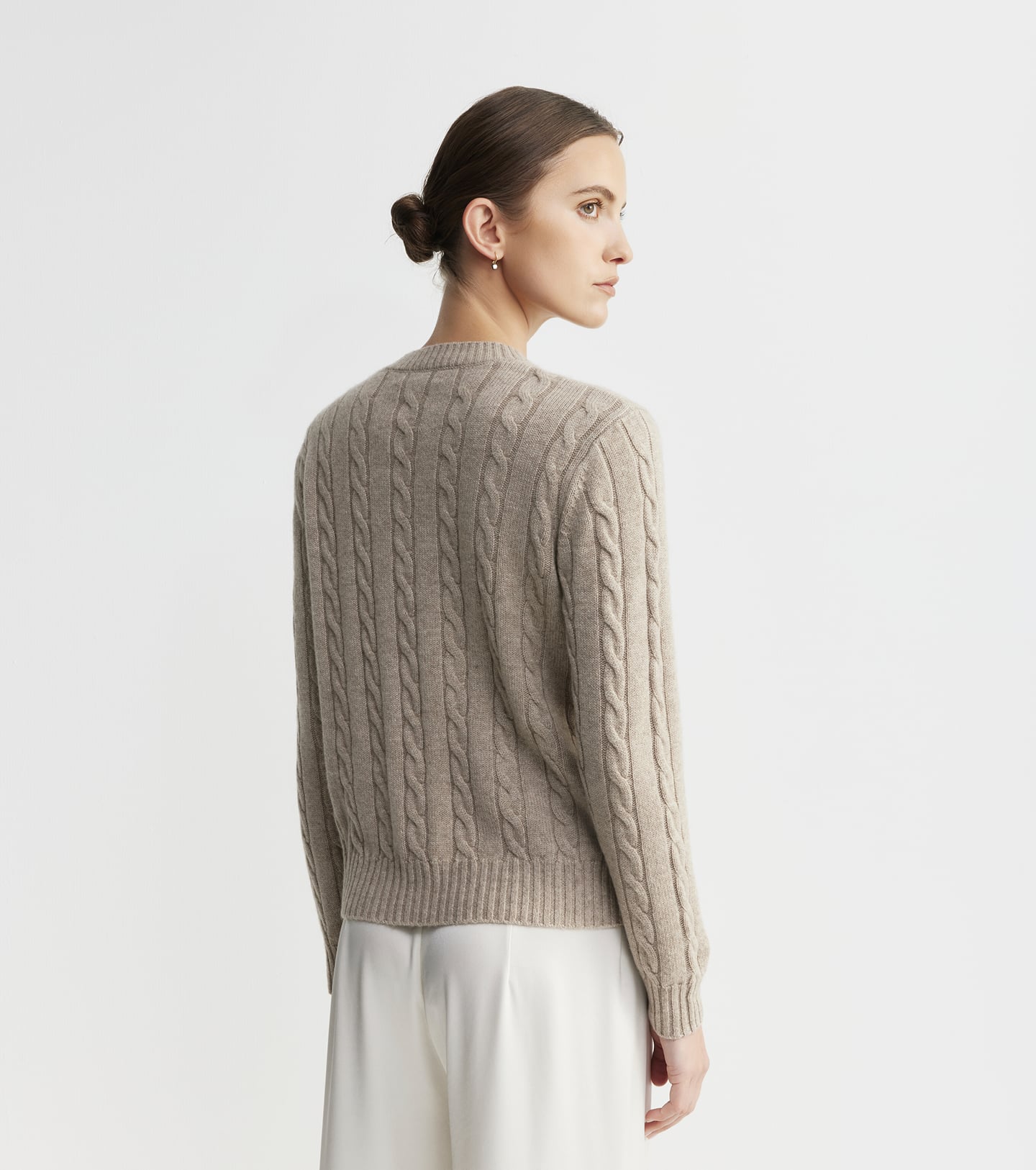 Cashmere Cable Crew Sweater - Birch