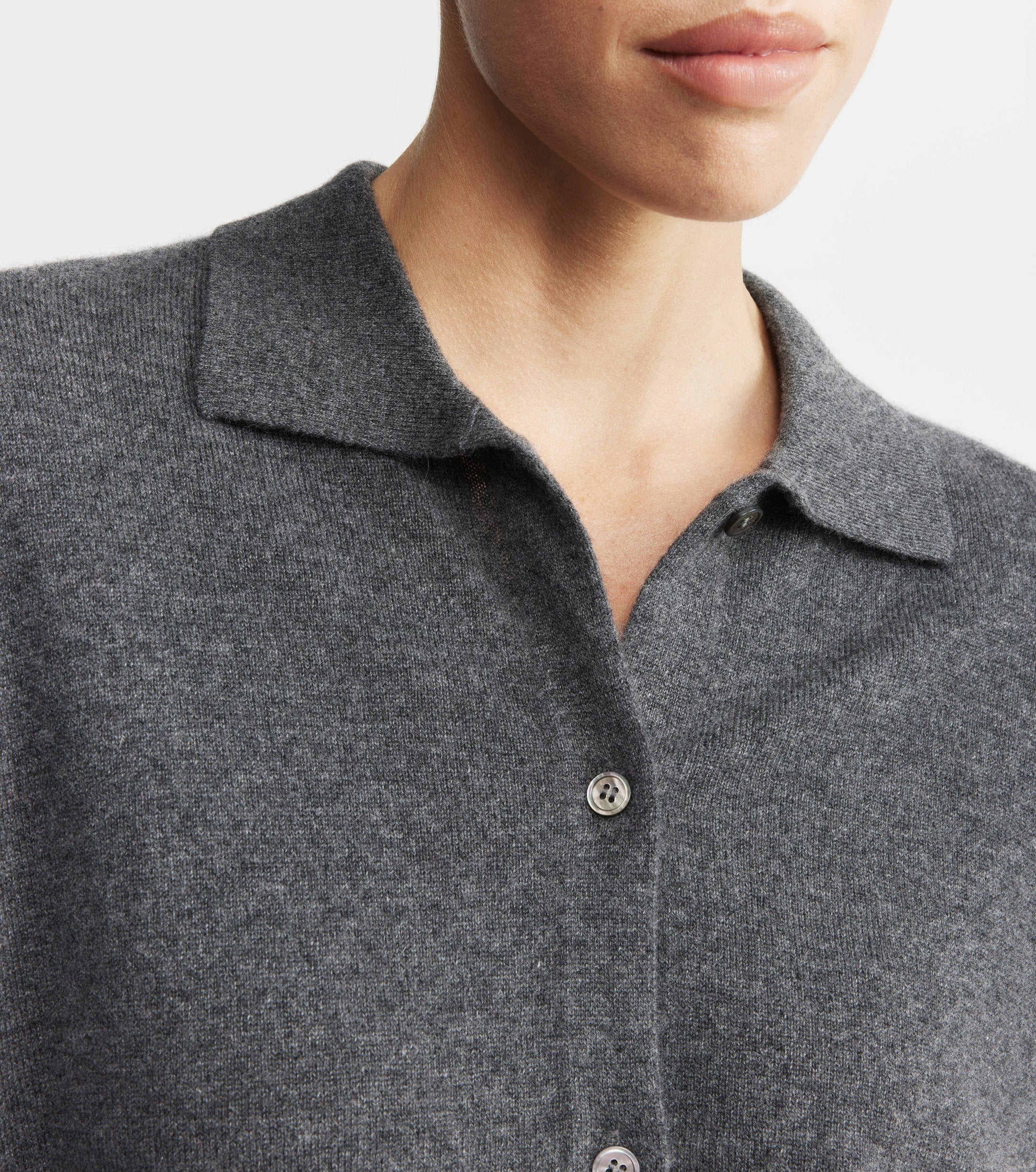 Cashmere Cardigan with Collar - Graphite