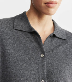 Cashmere Cardigan with Collar - Graphite