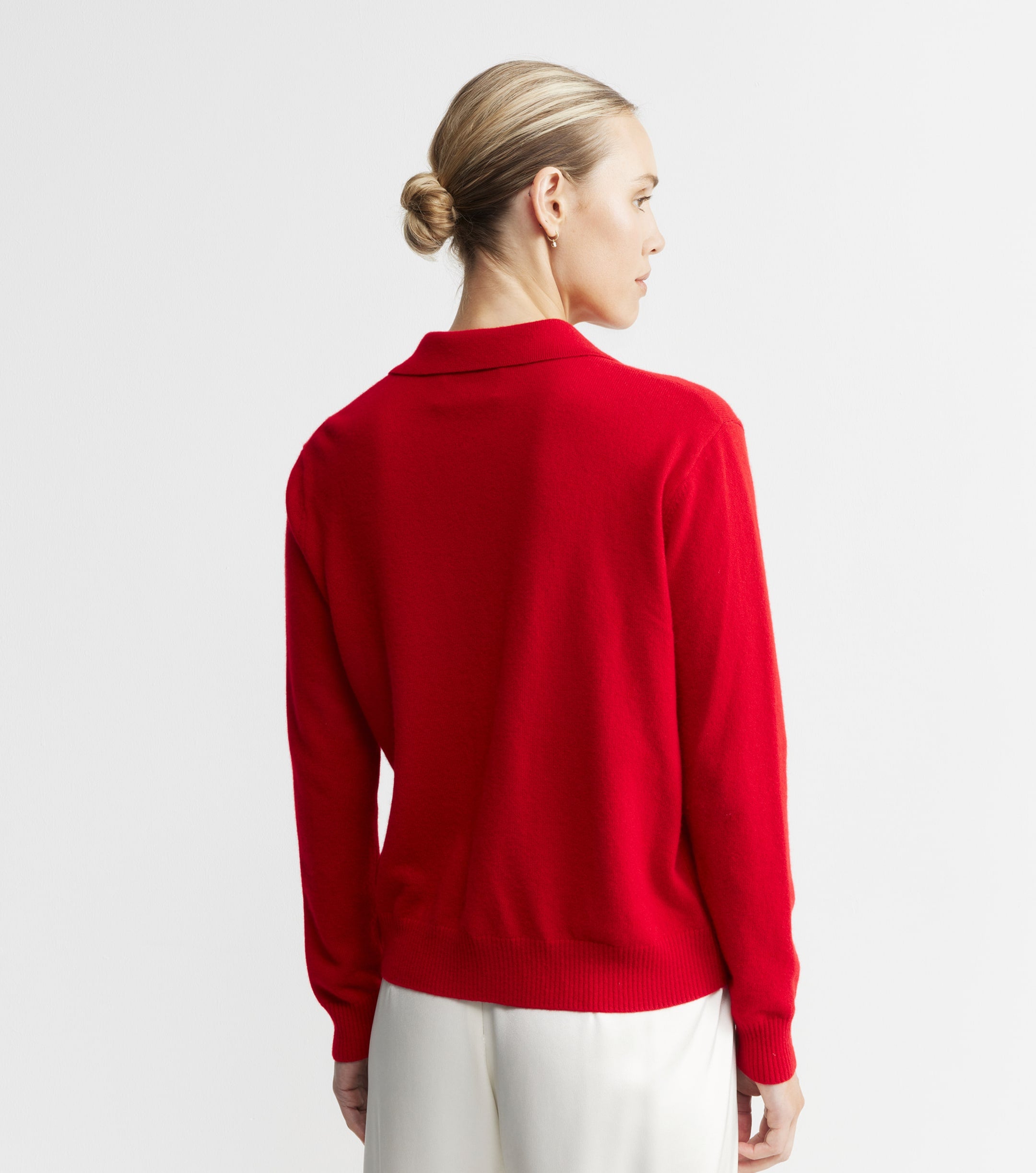 Cashmere Cardigan with Collar - Red