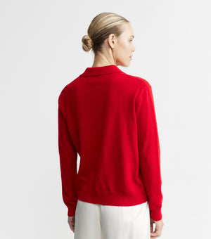 Cashmere Cardigan with Collar - Red