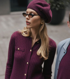 Cashmere Beret - Burgundy