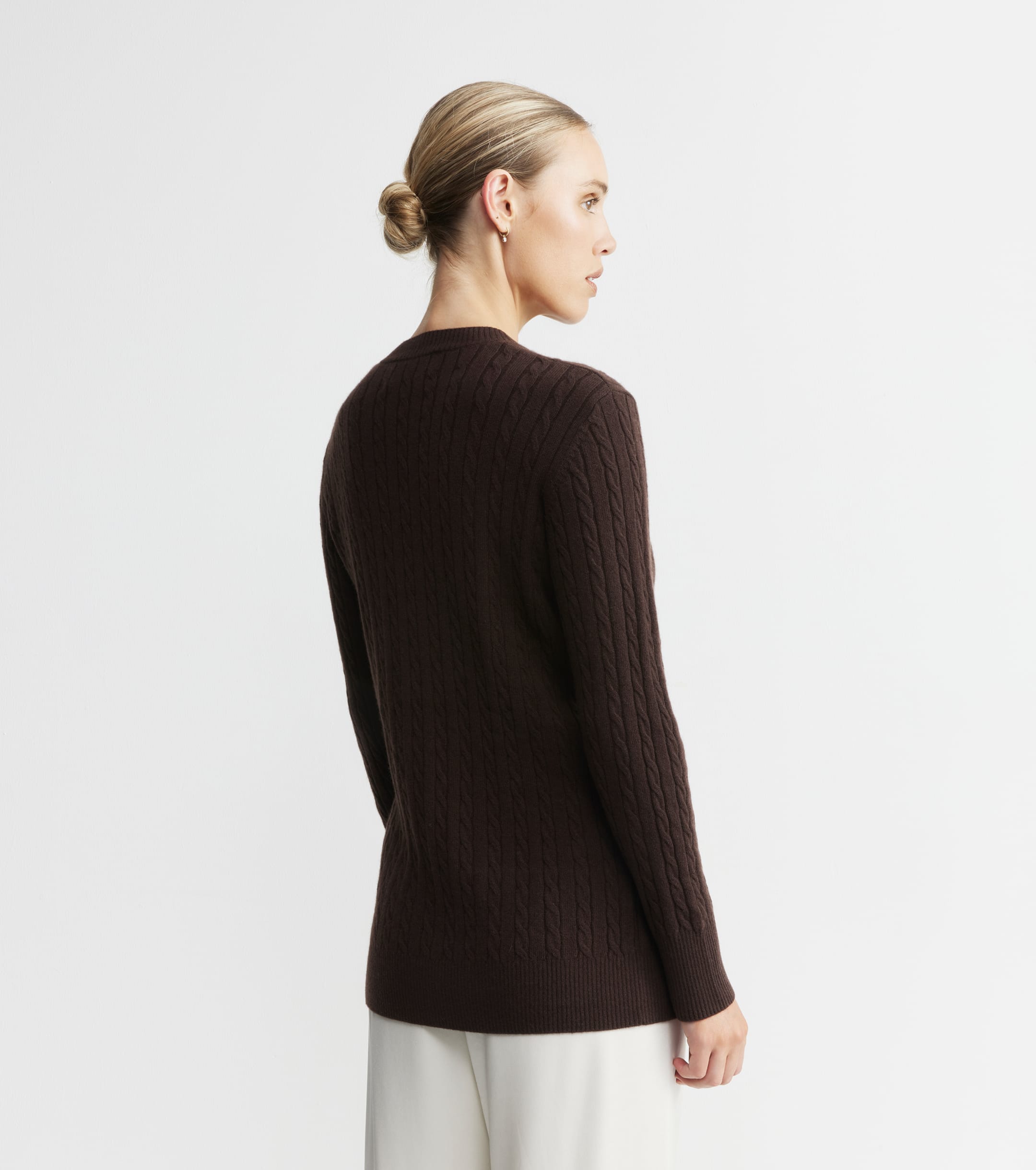 Cashmere Cable Longline Jacket - Cacao