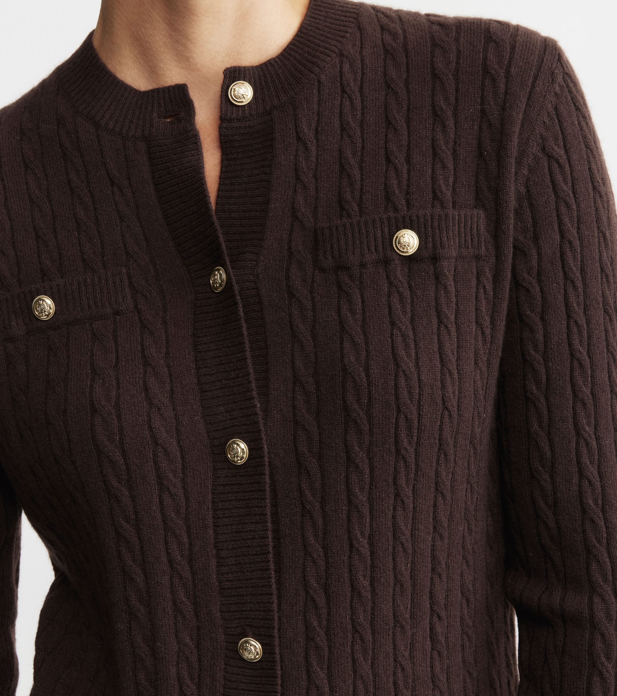 Cashmere Cable Longline Jacket - Cacao