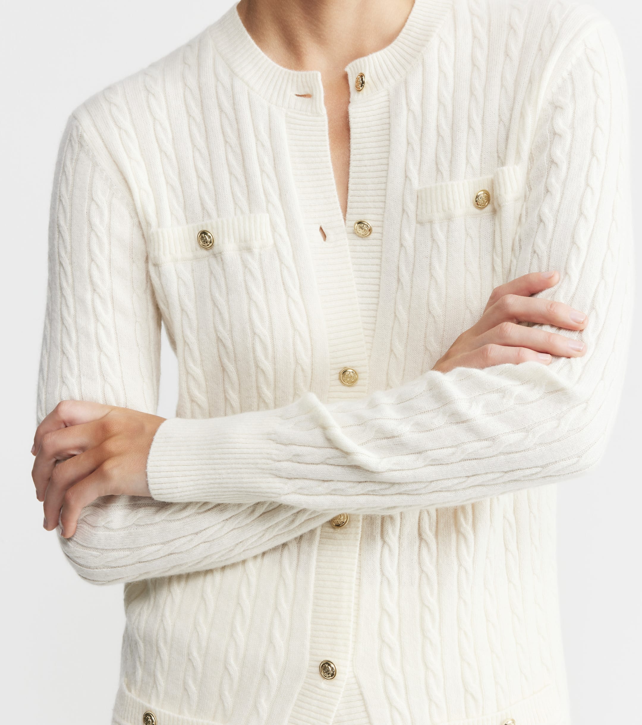 Cashmere Cable Longline Jacket - Cream